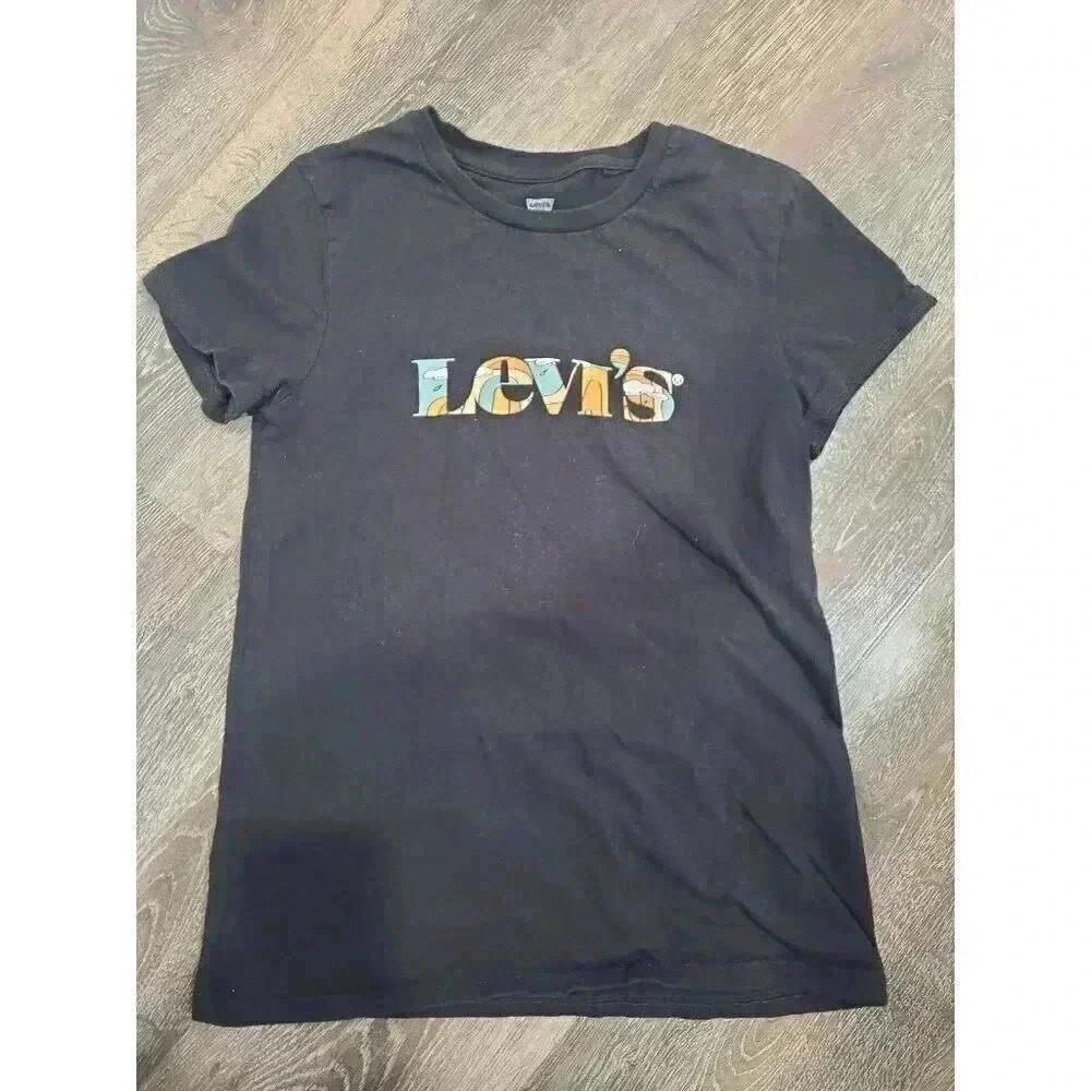 Levi womens black‎ t-shirt size small #3